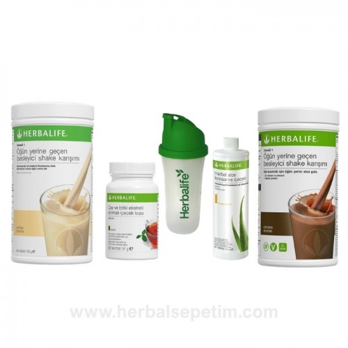 herbalife kilo kontrol programı 3, formül 1 shake, bitkisel çay, herbal aloe içecek, shaker